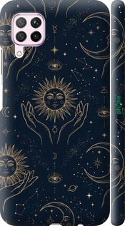 3D пластиковий матовий чехол Celestial Harmony: Sun & Moon Gold Mystic Pattern для Huawei P40 Lite - 6778m-1887 изображение 
