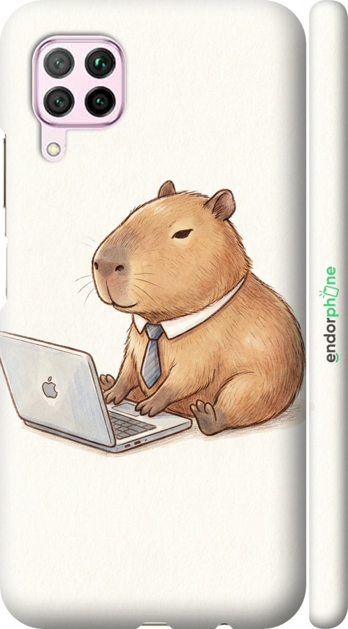 3D пластиковый матовый чехол Funny Capybara CEO Working для Huawei Nova 6SE - 6777m-1823 изображение 