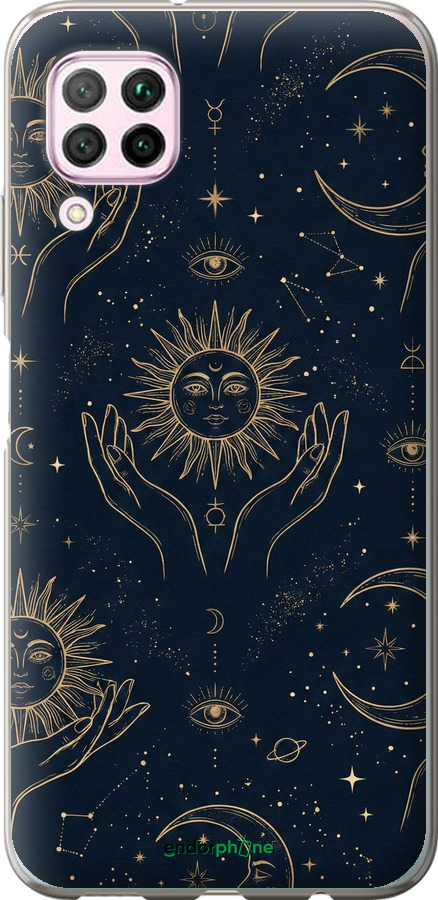 2D пластиковый чехол Celestial Harmony: Sun & Moon Gold Mystic Pattern для Huawei Nova 6SE - 6778t-1823 изображение 