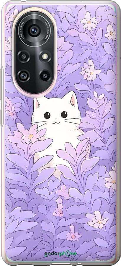 Силіконовий чехол Котик в цветах для Huawei Nova 8 Pro - 6390u-2246 изображение 
