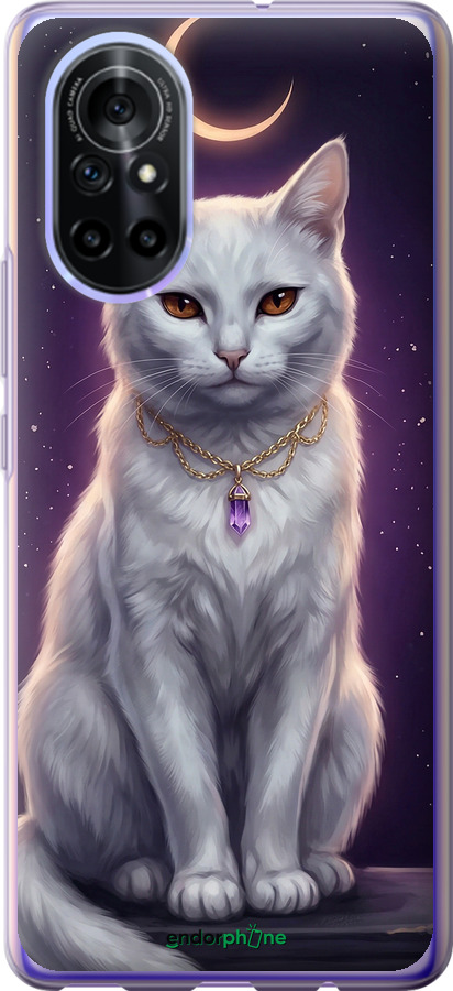 Силиконовый чехол Mystic White Cat Gothic Dark Purple Gold для Huawei Nova 8 - 6805u-2245 изображение 