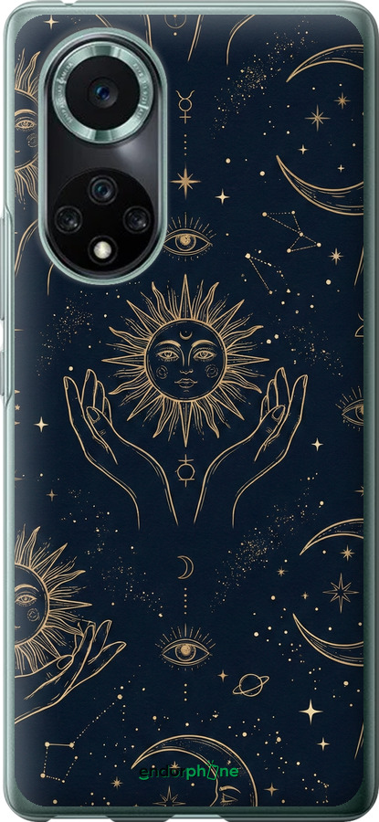 Силиконовый чехол Celestial Harmony: Sun & Moon Gold Mystic Pattern для Huawei Nova 9 Pro - 6778u-2503 изображение 