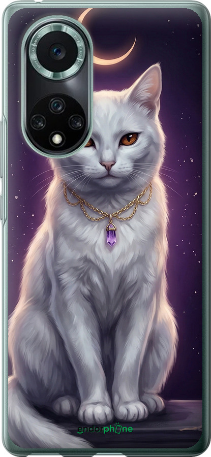Силиконовый чехол Mystic White Cat Gothic Dark Purple Gold для Huawei Nova 9 Pro - 6805u-2503 изображение 