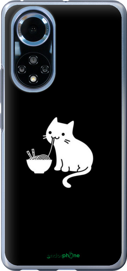 Силіконовий чехол Милий кіт на чорному фоні для Huawei Nova 9 - 6528u-2504 изображение 