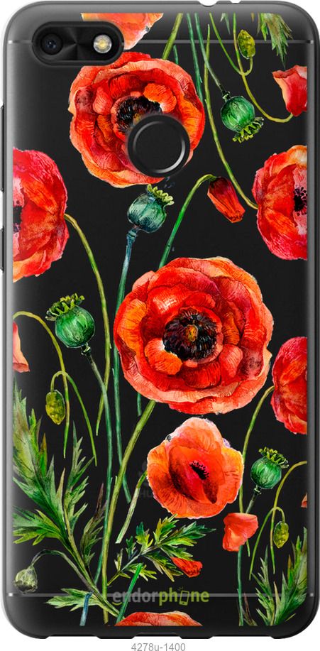 Силиконовый чехол Нарисованные маки для Huawei Nova Lite 2017 - 4278u-1400 изображение 