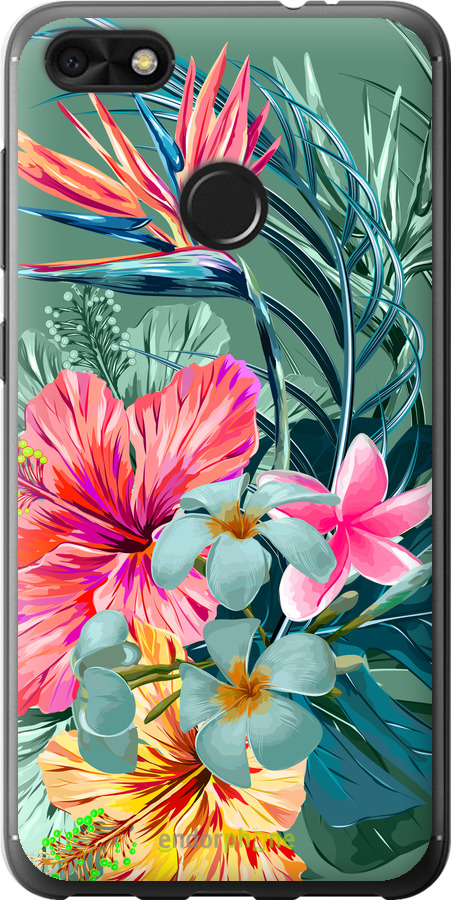 2D пластиковый чехол Тропические цветы v1 для Huawei Nova Lite 2017 - 4667t-1400 изображение 