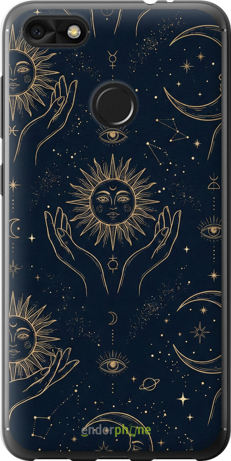 2D пластиковый чехол Celestial Harmony: Sun & Moon Gold Mystic Pattern для Huawei Nova Lite 2017 - 6778t-1400 изображение 