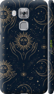 3D пластиковый матовый чехол Celestial Harmony: Sun & Moon Gold Mystic Pattern для Huawei Nova Plus - 6778m-961 изображение 
