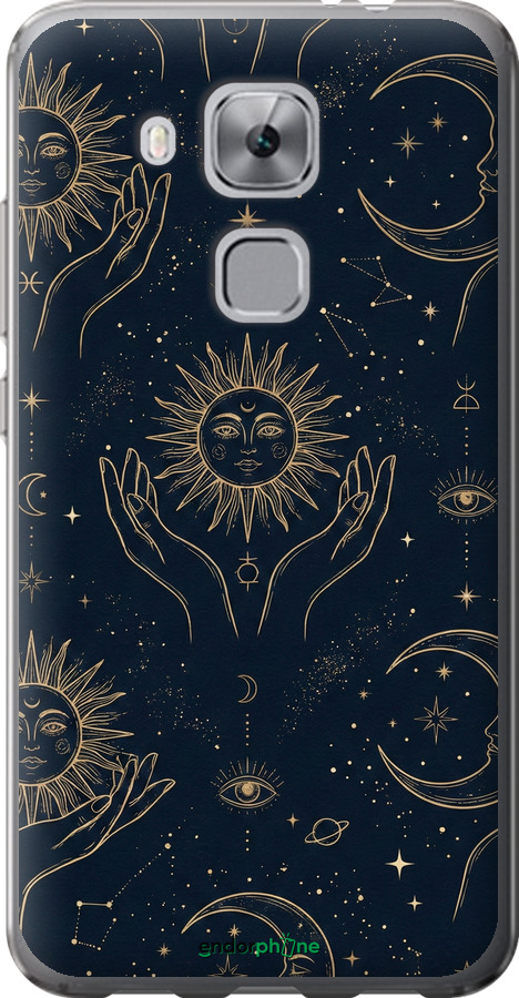 Силиконовый чехол Celestial Harmony: Sun & Moon Gold Mystic Pattern для Huawei Nova Plus - 6778u-961 изображение 