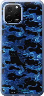 Силиконовый чехол Абстрактный узор черных котов на синем фоне для Huawei Nova Y61 - 6525u-2983 изображение 