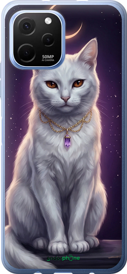 Силиконовый чехол Mystic White Cat Gothic Dark Purple Gold для Huawei Nova Y61 - 6805u-2983 изображение 