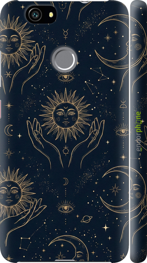 3D пластиковый матовый чехол Celestial Harmony: Sun & Moon Gold Mystic Pattern для Huawei Nova - 6778m-439 изображение 