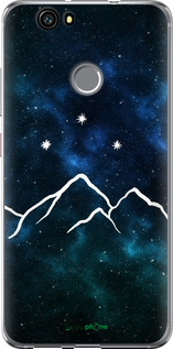Силиконовый чехол Горы и звезды нарисованы на фоне галактики для Huawei Nova - 6490u-439 изображение 