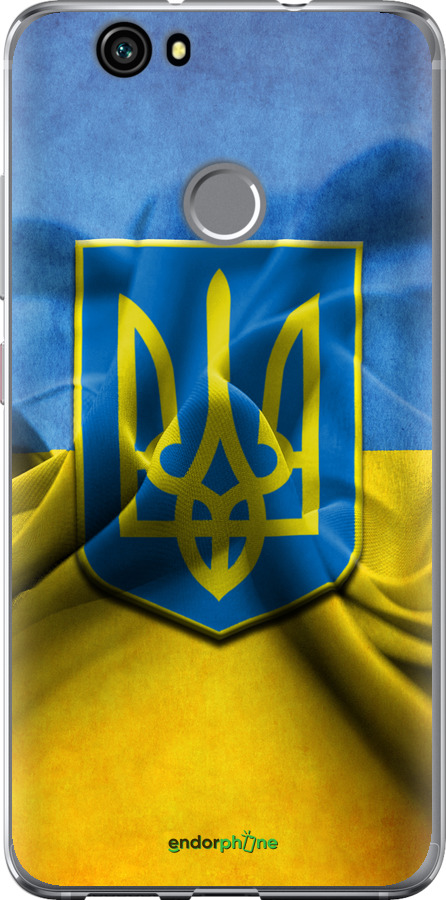 

2D пластиковий чохол "Прапор та герб України" для Huawei Nova, Блакитний