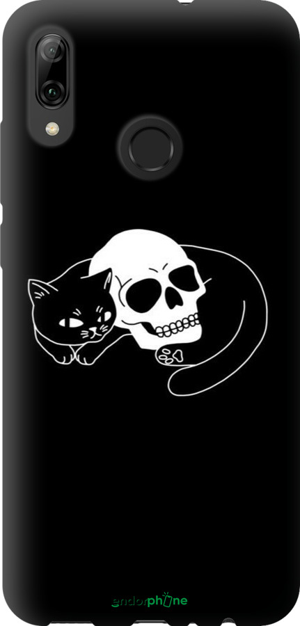 TPU чехол Із зображенням кота та черепа для Huawei P Smart 2019 - 6491b-1634 изображение 
