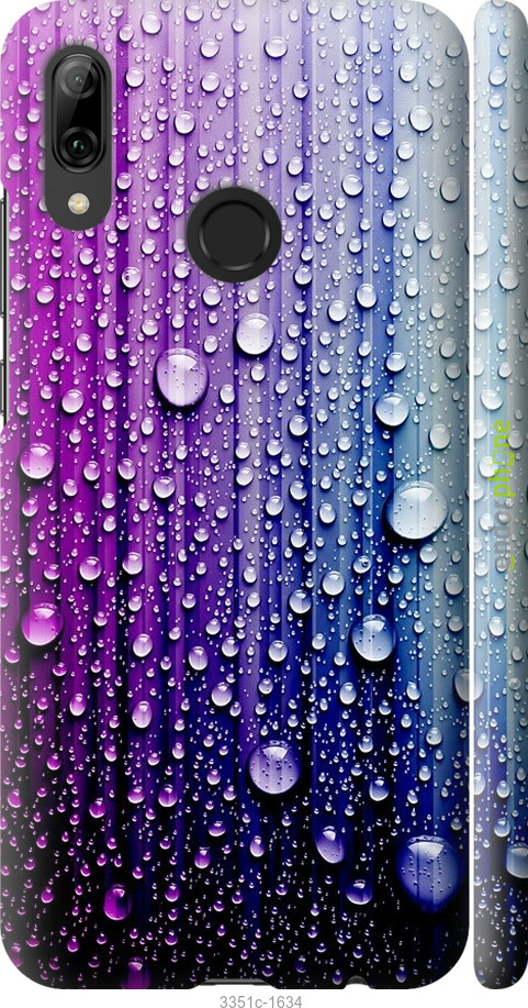 

3D пластиковий матовий чохол "Краплини води" для Huawei P Smart 2019, Синій