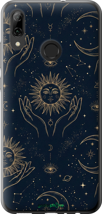Силиконовый чехол Celestial Harmony: Sun & Moon Gold Mystic Pattern для Huawei P Smart 2019 - 6778u-1634 изображение 