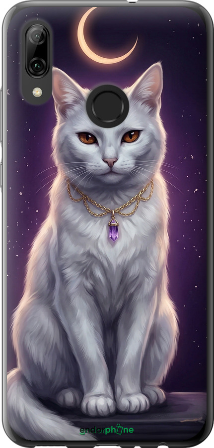 2D пластиковий чехол Mystic White Cat Gothic Dark Purple Gold для Huawei P Smart 2019 - 6805t-1634 изображение 