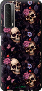 TPU чехол Черепа и розы для Huawei P Smart 2021 - 6316b-2100 изображение 