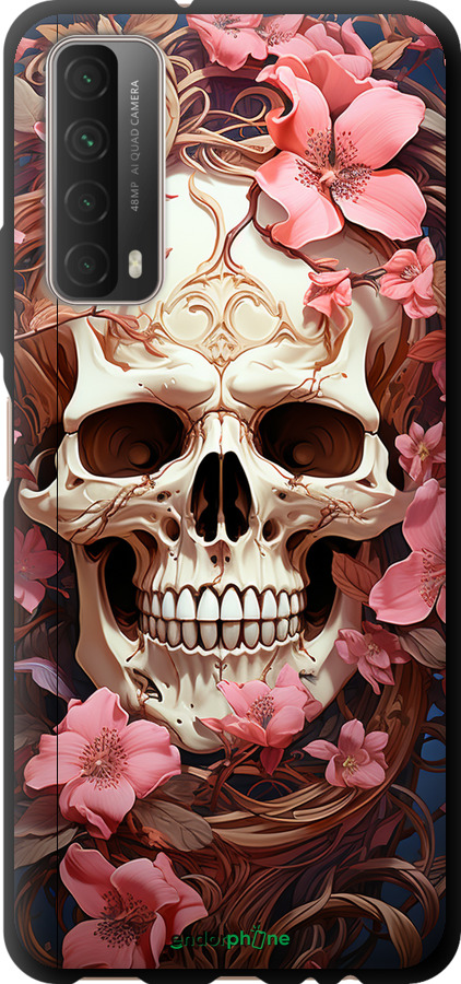 TPU чехол Череп в розовых цветах для Huawei P Smart 2021 - 5965b-2100 изображение 