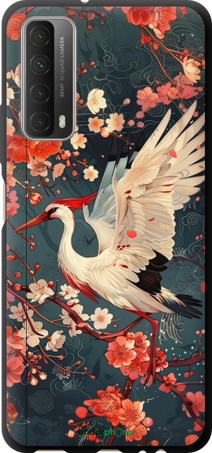 TPU чехол Сакура та лелека для Huawei P Smart 2021 - 6108b-2100 изображение 