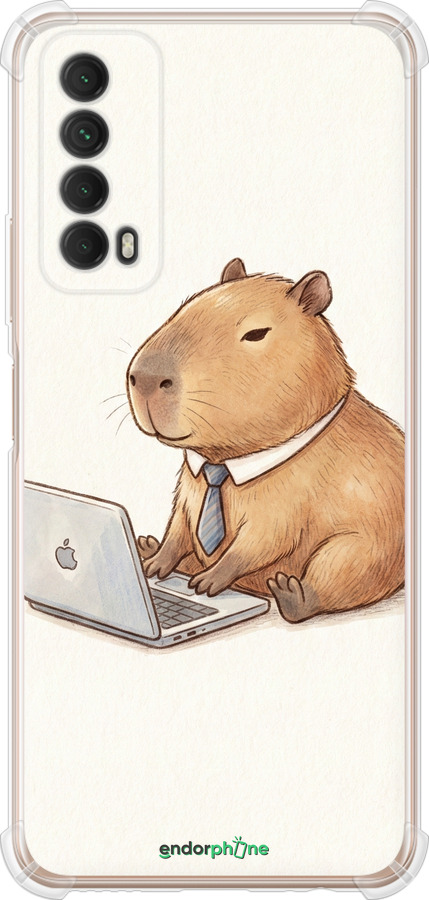 Силіконовий протиударний с посиленими кутами чехол Funny Capybara CEO Working для Huawei P Smart 2021 - 6777sp-2100 изображение 