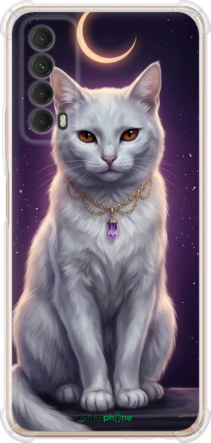 Силіконовий протиударний с посиленими кутами чехол Mystic White Cat Gothic Dark Purple Gold для Huawei P Smart 2021 - 6805sp-2100 изображение 
