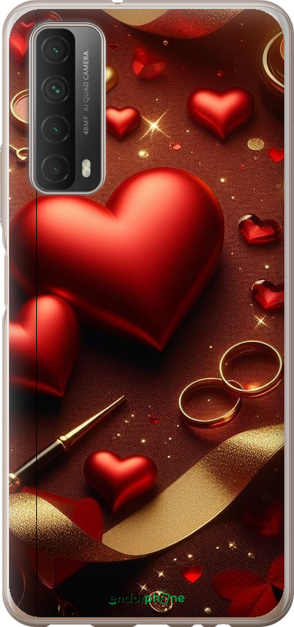 Силіконовий чехол Сердечки v3 для Huawei P Smart 2021 - 5833u-2100 изображение 