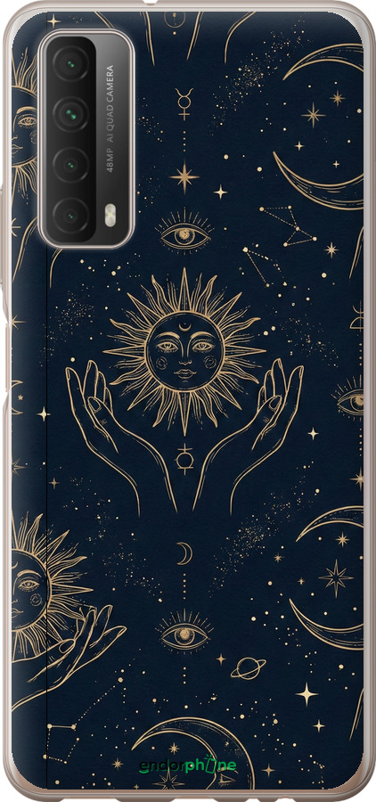 Силіконовий чехол Celestial Harmony: Sun & Moon Gold Mystic Pattern для Huawei P Smart 2021 - 6778u-2100 изображение 