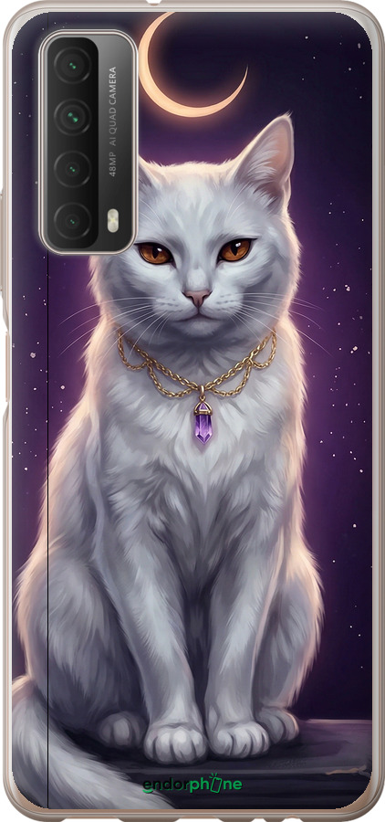 Силиконовый чехол Mystic White Cat Gothic Dark Purple Gold для Huawei P Smart 2021 - 6805u-2100 изображение 