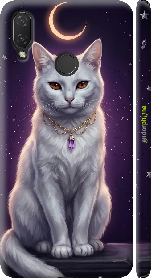 3D пластиковый матовый чехол Mystic White Cat Gothic Dark Purple Gold для Huawei Nova 3i - 6805m-1541 изображение 