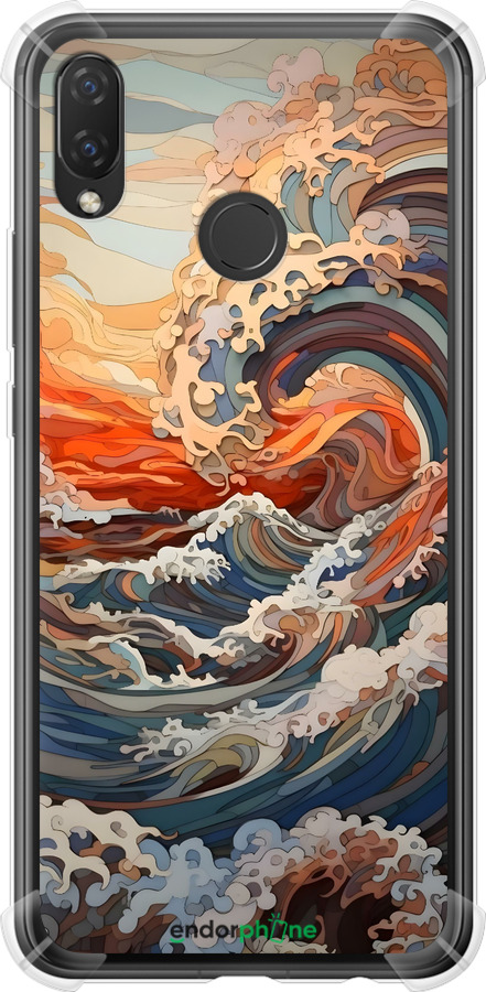 Силикон с усиленными углами чехол Арт волны для Huawei P Smart Plus - 6324sp-1555 изображение 