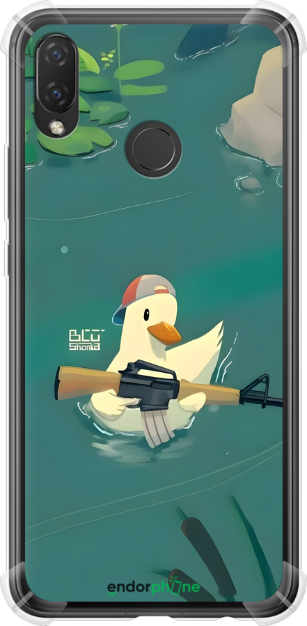 Силикон с усиленными углами чехол Уточка с автоматом для Huawei P Smart Plus - 6356sp-1555 изображение 