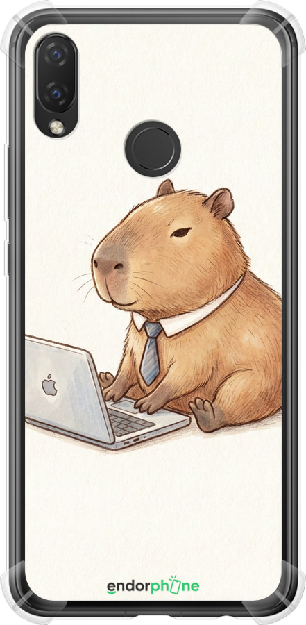 Силіконовий протиударний с посиленими кутами чехол Funny Capybara CEO Working для Huawei P Smart Plus - 6777sp-1555 изображение 