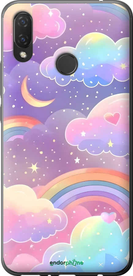 Силиконовый чехол Облака и радуга для Huawei P Smart Plus - 6312u-1555 изображение 