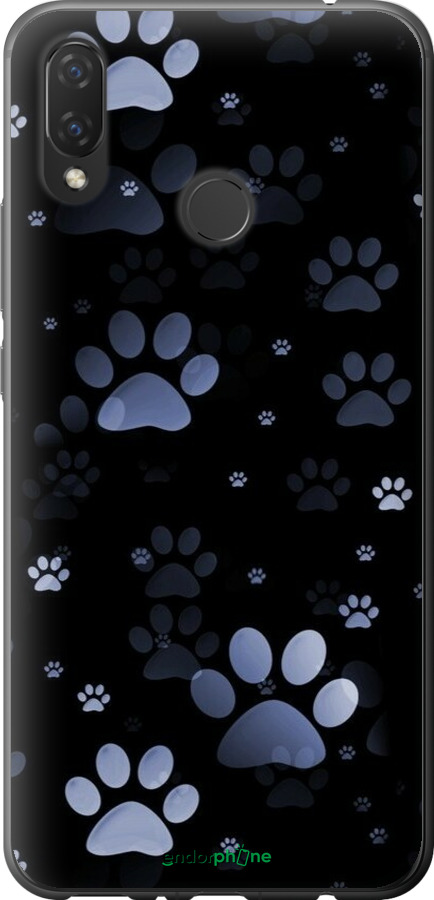 2D пластиковый чехол С синими отпечатками лап для Huawei P Smart Plus - 6441t-1555 изображение 