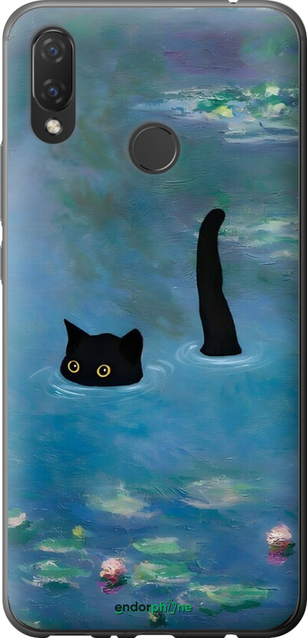 Силіконовий чехол Із зображенням кота та водяної лілії Monet для Huawei P Smart Plus - 6519u-1555 изображение 
