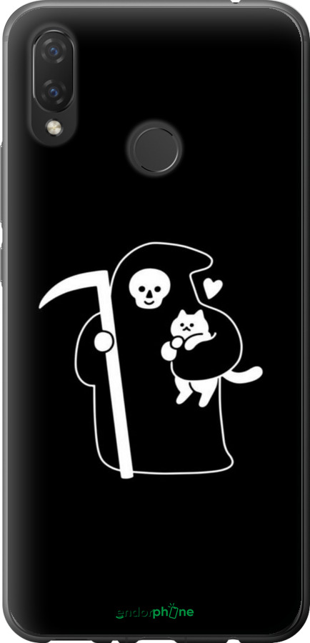Силиконовый чехол Минималистичный арт: смерть и кошка для Huawei P Smart Plus - 6529u-1555 изображение 