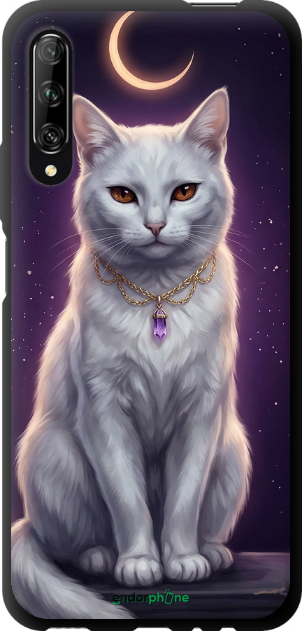 TPU чехол Mystic White Cat Gothic Dark Purple Gold для Huawei P Smart Pro - 6805b-1906 изображение 