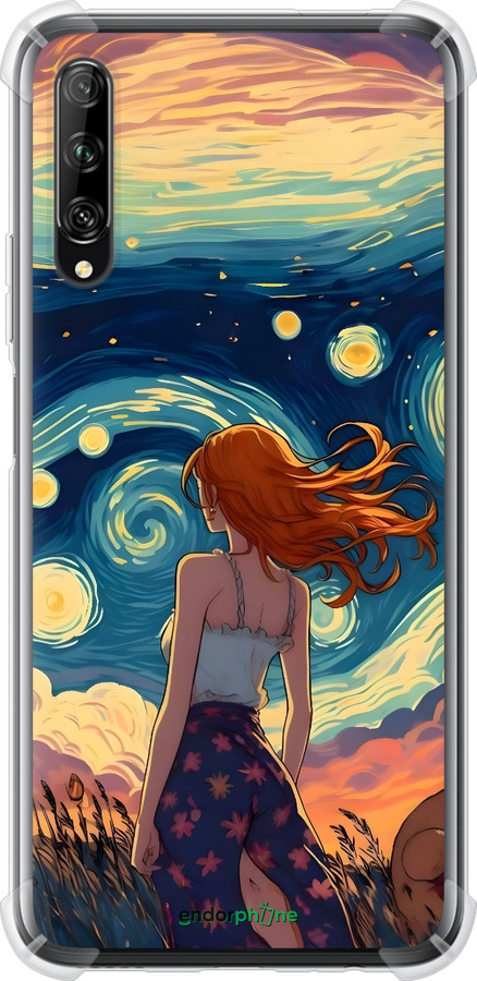 Силикон с усиленными углами чехол Девушка Арт для Huawei P Smart Pro - 6325sp-1906 изображение 