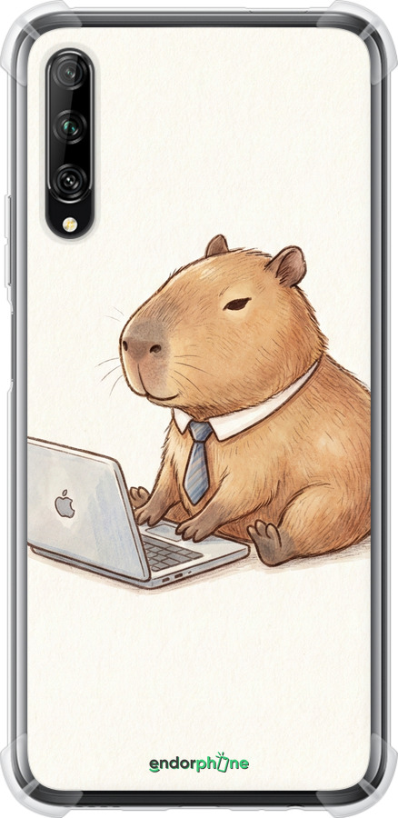 Силіконовий протиударний с посиленими кутами чехол Funny Capybara CEO Working для Huawei P Smart Pro - 6777sp-1906 изображение 