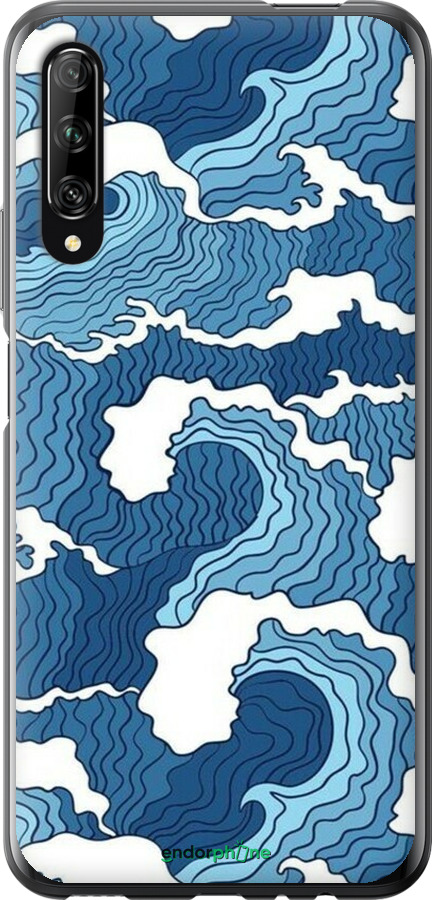 2D пластиковый чехол Абстрактный рисунок морских волн для Huawei P Smart Pro - 6538t-1906 изображение 