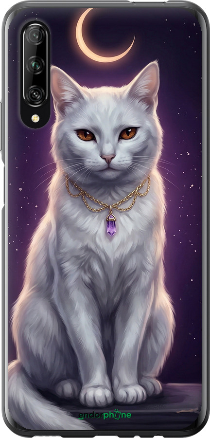 2D пластиковый чехол Mystic White Cat Gothic Dark Purple Gold для Huawei P Smart Pro - 6805t-1906 изображение 