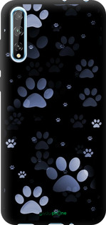 TPU чехол З синіми відбитками лап для Huawei P Smart S - 6441b-1813 изображение 