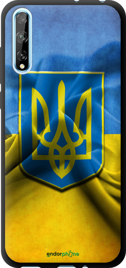 

TPU чорний чохол "Прапор та герб України" для Huawei P Smart S, Блакитний