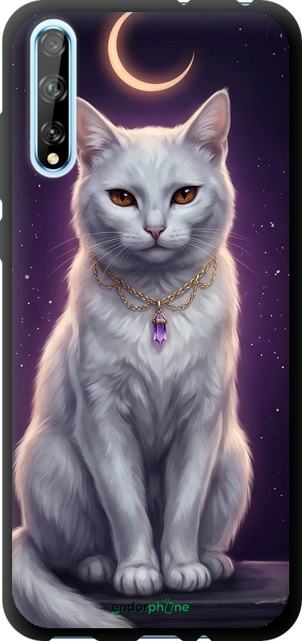 TPU чехол Mystic White Cat Gothic Dark Purple Gold для Huawei P Smart S - 6805b-1813 изображение 