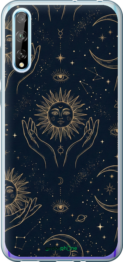 2D пластиковий чехол Celestial Harmony: Sun & Moon Gold Mystic Pattern для Huawei P Smart S - 6778t-1813 изображение 