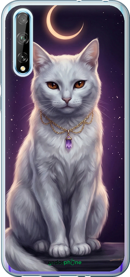 2D пластиковый чехол Mystic White Cat Gothic Dark Purple Gold для Huawei P Smart S - 6805t-1813 изображение 