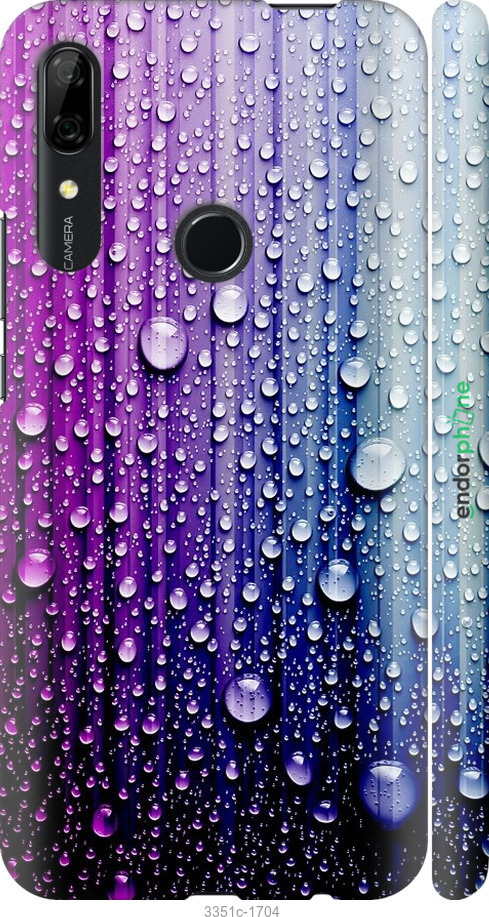 

3D пластиковий матовий чохол "Краплини води" для Huawei P Smart Z, Синій