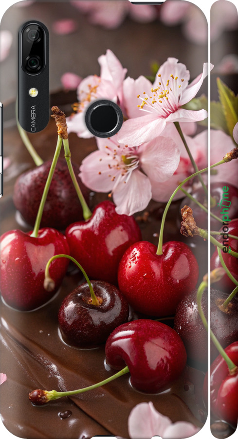3D пластиковий матовий чехол Вишня у шоколаді для Huawei Y9 Prime 2019 - 6698m-1736 изображение 